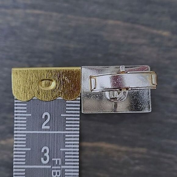 Vtg hematite silver tone tie clip & cuff link set - Picture 8 of 10